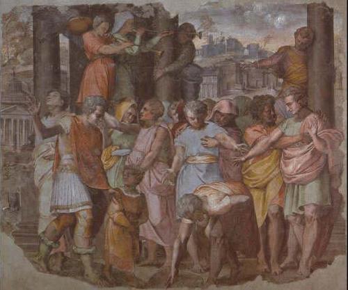 Perino Del Vaga Tarquinius Superbus Founds the Temple of Jove on the Capitol, from Palazzo Baldassini, now in the Uffizi, Florence